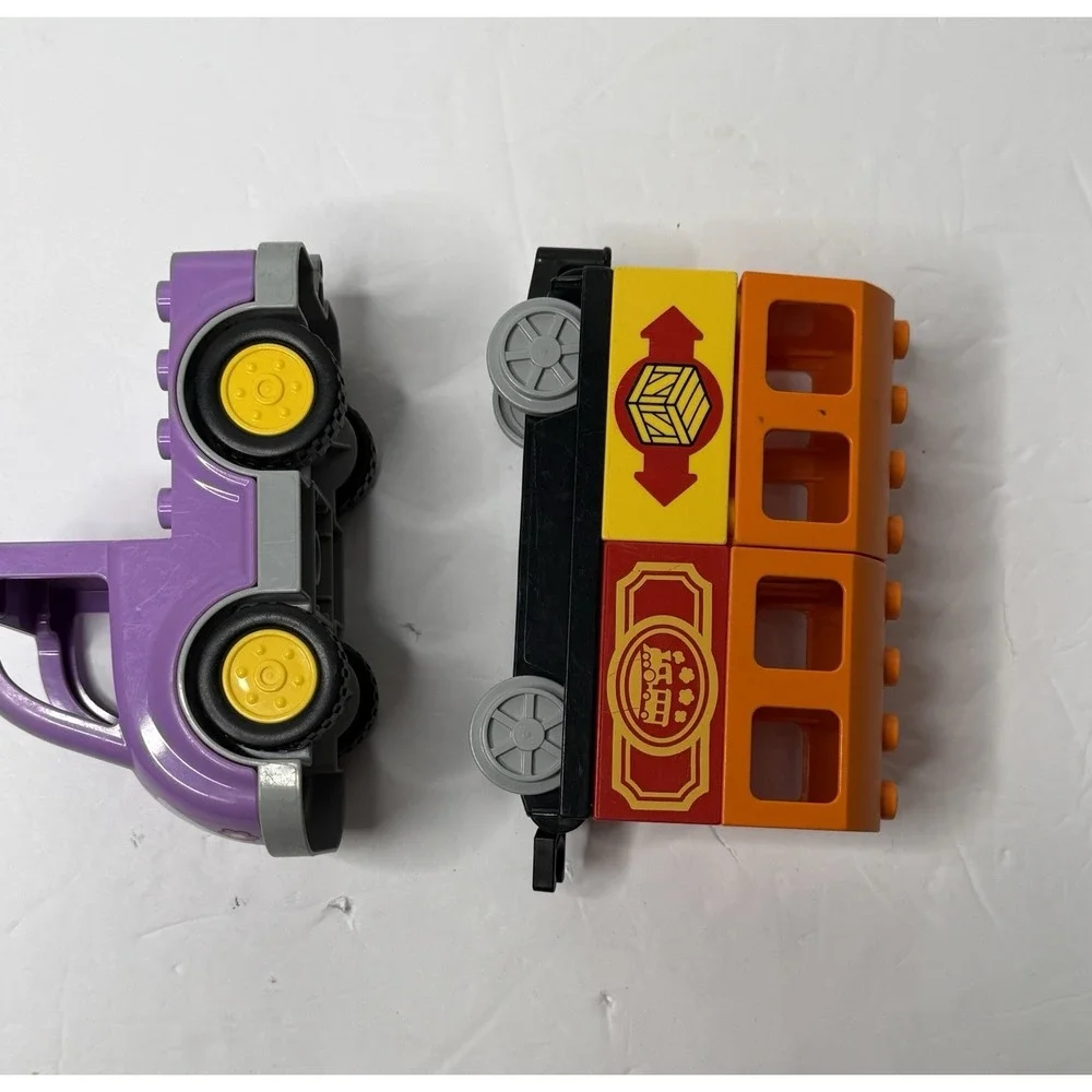 LEGO Duplo Train Car Coach Cabin & Purple Flat Bed Truck Collect Child Toy Used‎